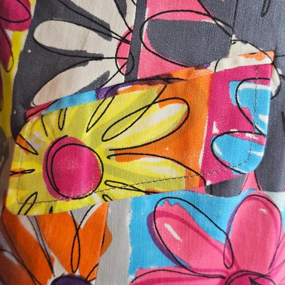 Moschino Jeans Vintage '90s Neon Daisy Print Cotton Blazer Jacket Size 10 - Picture 7 of 11